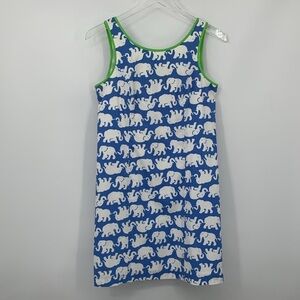 Lilly Pulitzer Sun Cathy shift tank dress blue tusk elephant white sleeveless 2